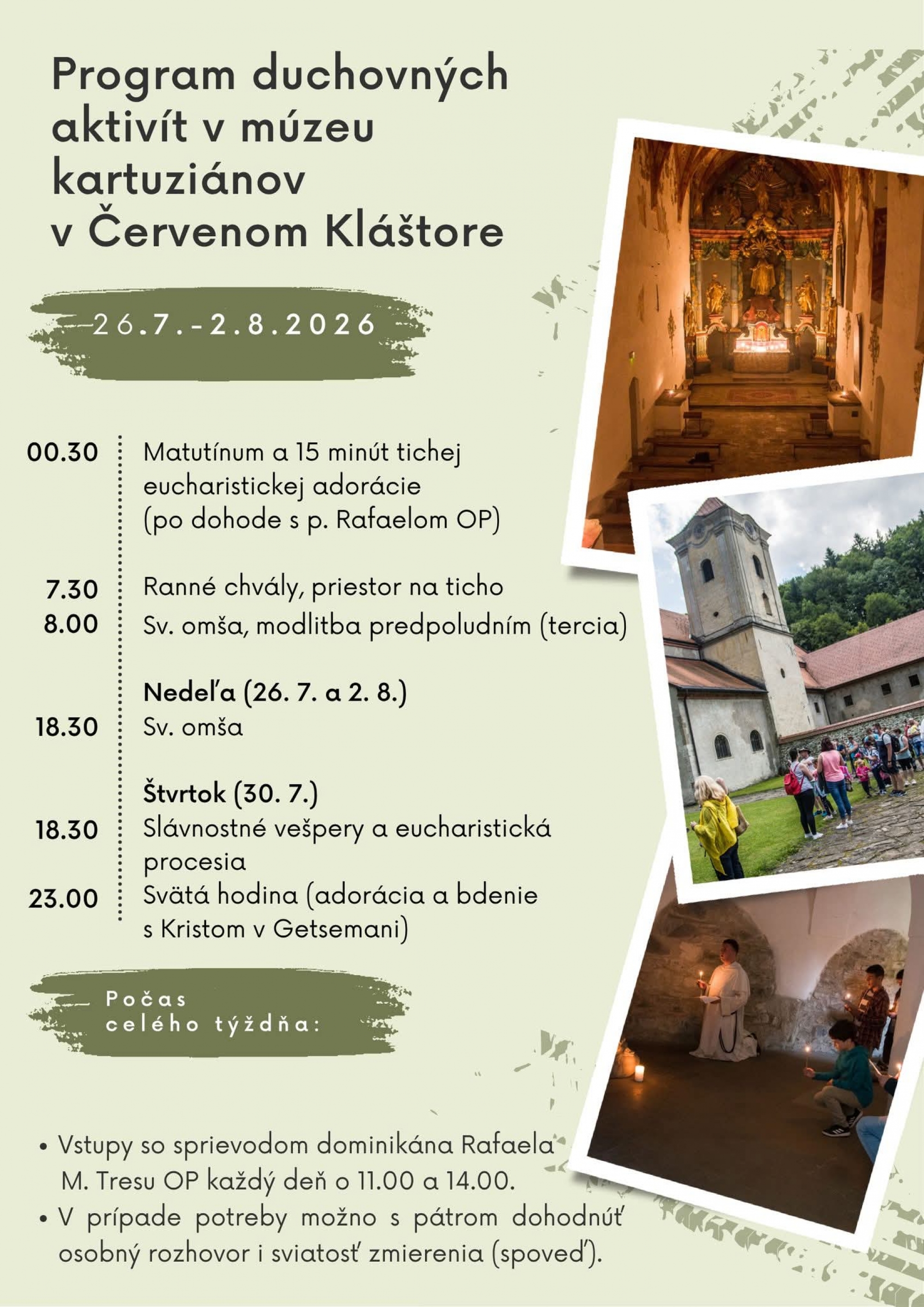 Oznam múzea Červený Kláštor