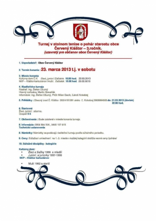 2013 - O pohár starostu obce Č.Kláštor -3.ročník