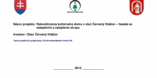 2014,2015 - Rekonštrukcia KD, zateplenie
